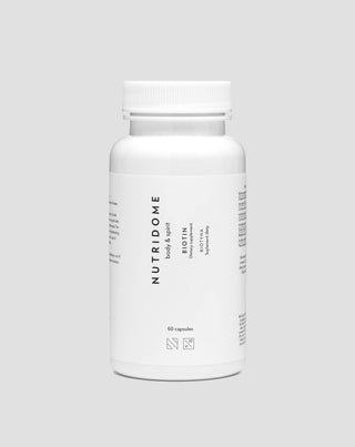 Биотин на капсули 2500 мкг витамин H за коса, кожа и нокти Nutridome 60 бр. - 1
