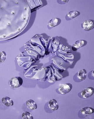 Ластик за коса от коприна с кристали – Люлаков цвятCrystallove - 2