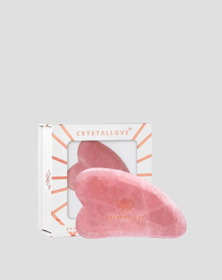 Плочка за масаж на лице гуаша от розов кварц - камък на любовта Crystallove - 1