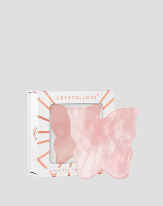 Плочка Motylek за масаж на лице gua sha от розов кварц Crystallove - 1
