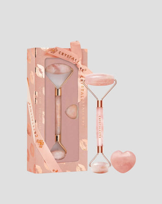 Масажор за лице от розов кварц, камък на любовта Selflove комплект Crystallove - 1