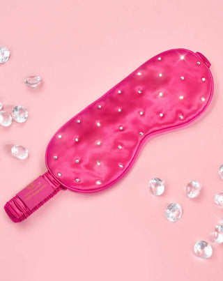 Лента за очи за сън от коприна, украсена с кристали – горещо розово Crystallove - 2