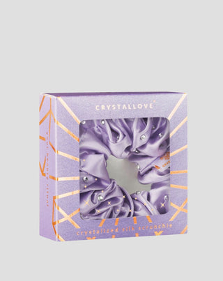 Ластик за коса от коприна с кристали – lilac Crystallove_4 - 4