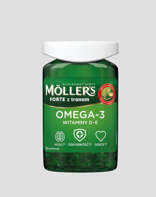 Хранителна добавка с омега-3 киселини и витамин D - E Forte Moller's 112 капсули - 1