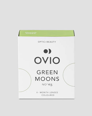 Цветни месечни контактни лещи, зелени със сребрист оттенък Green Moons no. 3, Ovio - 1
