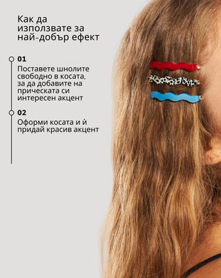 Комплект вълнообразни фиби за коса зелени, черни, розови Twisty 3 бр. - 3