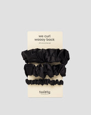 Комплект черни ластици за коса Twisty от 100% естествена коприна 3 бр.