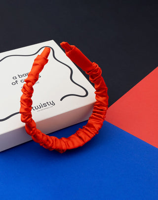 Twisty, Копринена диадема за коса, 100% естествена коприна, в червено - 2